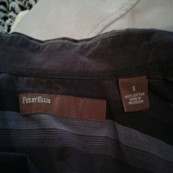 Perry Ellis men's button down shirt purple stripe - Picture 8 of 8